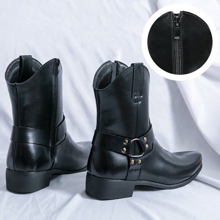 Black Men\'s Western Chelsea & Biker Ankle Dress Boots Men main image 3
