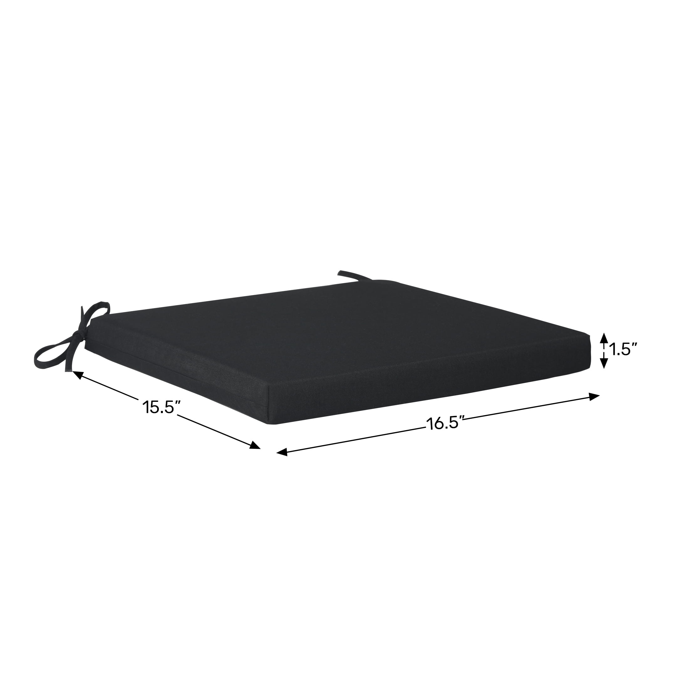 WestinTrends Solace Outdoor Patio Kitchen Dining Chair Square Seat Cushions Set of 4, 16" x 15", Black