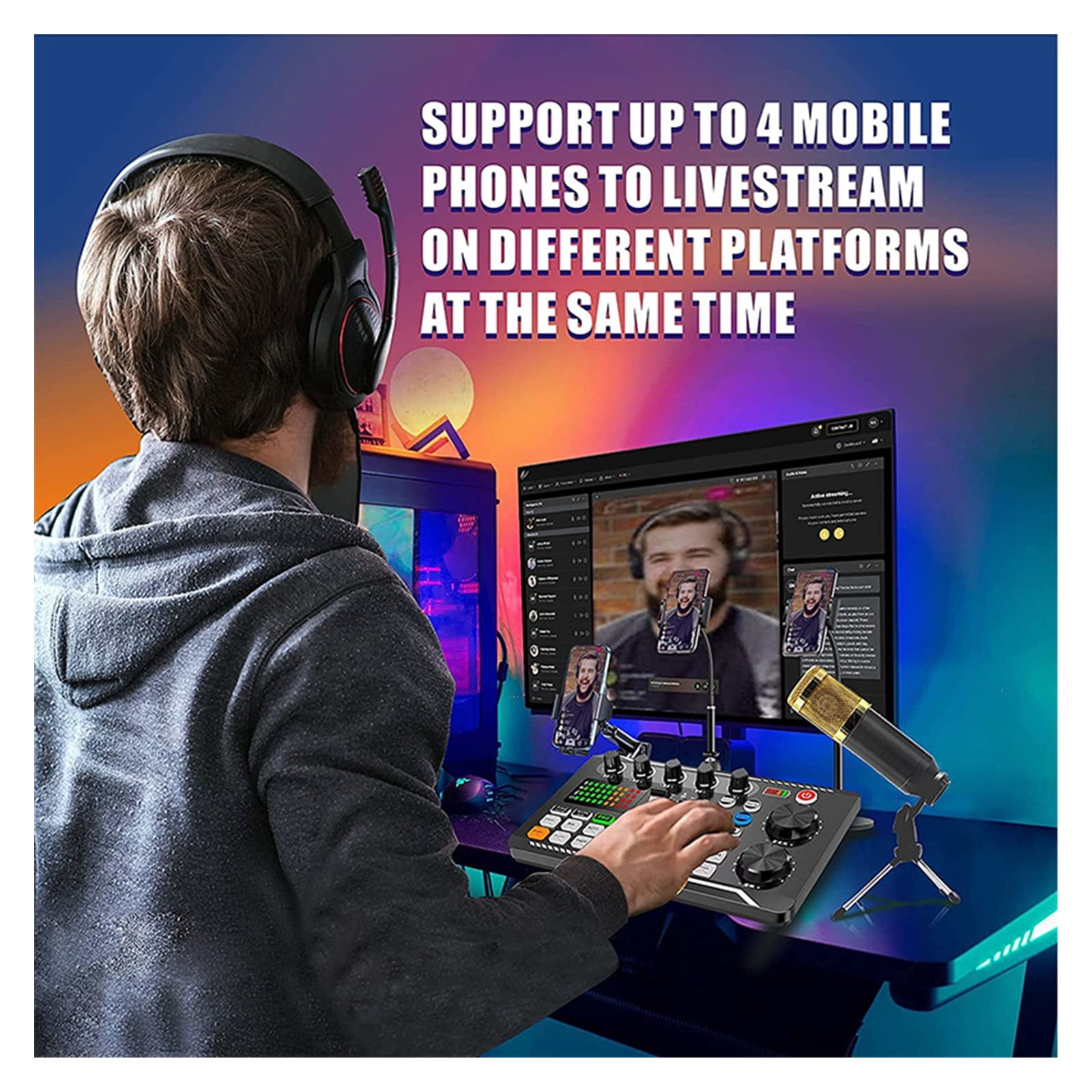 Streaming Microphone Kit With Audio Mixer(Optional) And Condenser Microphone,Microphone Set For Podcast,Live Broadcast,Podcast
