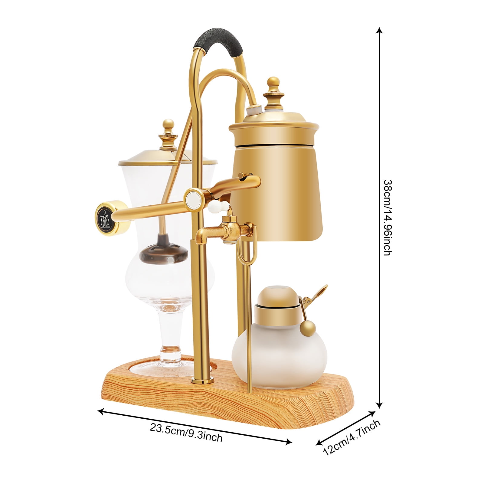 ChicHomey Golden Siphon Coffee Maker, Retro Balance Siphon Coffee Maker,Gravity Brewing,Free-Standing Mount Type,For kitchens, coffee shops