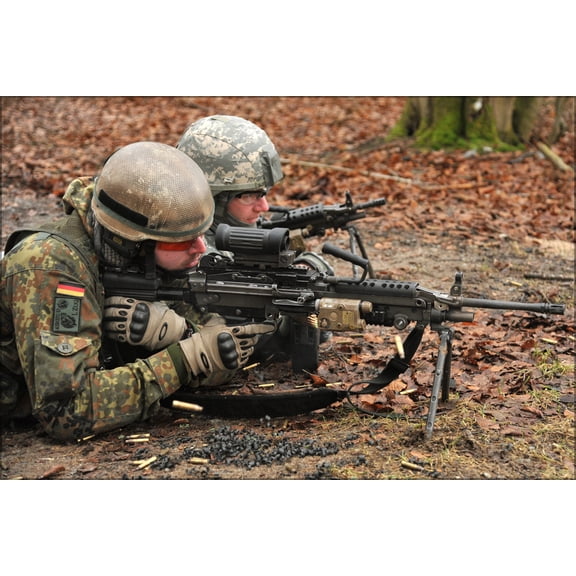 24"x36" Gallery Poster, german army with U.S. M249 light machine gun