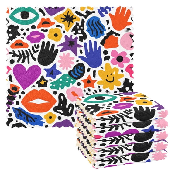 6 Pieces of Kitchen Towels 11x11Inch Kitchen Dish Cloths Kitchen Dish Towels Reuseable Cleaning Cloths Abstract Pattern