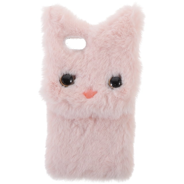 BRIGHTFUFU Funda de teléfono con diseño de gato de peluche, esponjosa y protectora, compatible con iPhone 7/8/SE