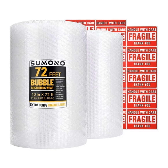 Rollo acolchado de burbujas Sumono de 25 cm x 22 m con pegatinas
