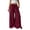 Burgundy, variant on Women's Wavy-Pleated Palazzo Flowy Drawstring Long Culottes Trosuers for Casual Travel Vacation Olive Green