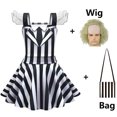 thumbnail image 3 of New BBeetlejuice 2 Roleplaying Kids Costume Girl Cosplay Troublemaker Demon Pleated Skirt+Wig Suits Child Halloween Funny Clothe, 3 of 5