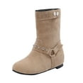 thumbnail image 2 of Heisall Womens Boots Mid-Calf Suede Round Toe Wedge Heel Buckle Casual Edgy Stylish Ankle Boots, 2 of 6