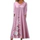 thumbnail image 1 of Moda Mujer Verano Impresión Causal V-Cuello 1/2 Manga Vacaciones Bolsillos Botón Vestido Fridja bnh3347, 1 of 7