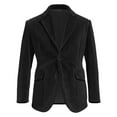 thumbnail image 2 of Miluxas Mens Christmas Blazer Corduroy Xmas Solid Holiday Party Jacket One Button Casual Business Sport Coat with Pockets Black, 2 of 5