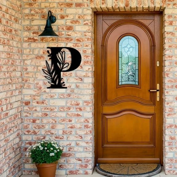 LUU-Metal Name Sign,Initial Welcome Letter Monogram Wall Decor,Wall Art Last Name Signs,Garden Door Decor for Outside,Wedding,House Warming Gift,12 inch in Height (Letter C)_SAI