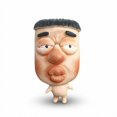 thumbnail image 3 of Squishy Relaxation Toy with Funny Pot Cover Head Character, Single Pack, Beige and Black, for Office Desk, Toy, 3 of 3