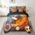 thumbnail image 2 of Homewish Gamer Football Basketball Soccer Boy 7-Piece Twin Bedding Sets,Sport Theme Bedding Comforter Set,Abstract Lightning Breathable Sheet Sets,Super Cozy Room Decor,Reversible, 2 of 8
