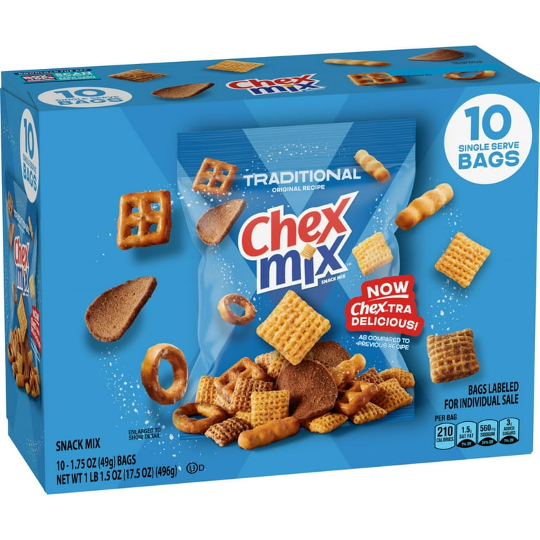 Chex Mix Traditional Savory Snack Mix Party Pack 17.5 oz 10 Single