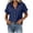 Navy-10, variant on Perfectbot Women's Cotton Linen Blend Shirt Collared Short Sleeve Pleated Back Casual Blouse