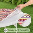 thumbnail image 5 of Pink Striped Geometric Pattern Round Fitted Tablecloth with Elastic Edge,Dining Table Cover Waterproof,Outdoor Round Tablecloth for Camping,Dining,Indoor and Outdoor, 5 of 7