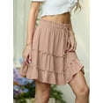thumbnail image 5 of JWD Women's Short Skirt Summer Pleated Elastic Short Skirt Drawstring Mini Skirts Khaki XL, 5 of 10