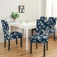 thumbnail image 5 of Blue Dining Chair Covers Set of 6,White Floral Stretch Parsons Chair slipcovers,Kitchen Spring Summer Decor Chair Seat Cover Protectors(Blue Flowers,6 Pack), 5 of 6