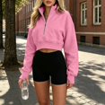 thumbnail image 7 of Gytharion Women's Plus Size Cropped Half-zip Sweatshirts Stand Collar Solid Color Soft Cozy Fashion Athleisure Pullover Tops Comfortable Basic Pullover Sweatshirts, 7 of 7