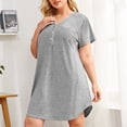thumbnail image 5 of EFINNY Women's Soft Cotton Nightgown Short Sleeve Plus size Sleepshirt  Henley Collar Sleepwear Nightshirt Loungewear, 5 of 6