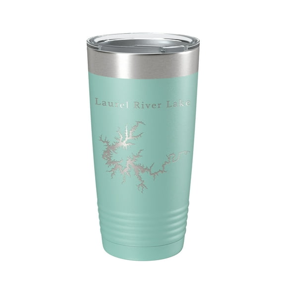 Laurel River Lake Map Tumbler Travel Mug Insulated Laser Engraved Coffee Cup Kentucky 20 oz Teal