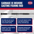 thumbnail image 2 of Penn Carnage III Inshore Casting Fishing Rod, 7 Feet, Load Rating 12 to 20 Lbs, Black, 2 of 10