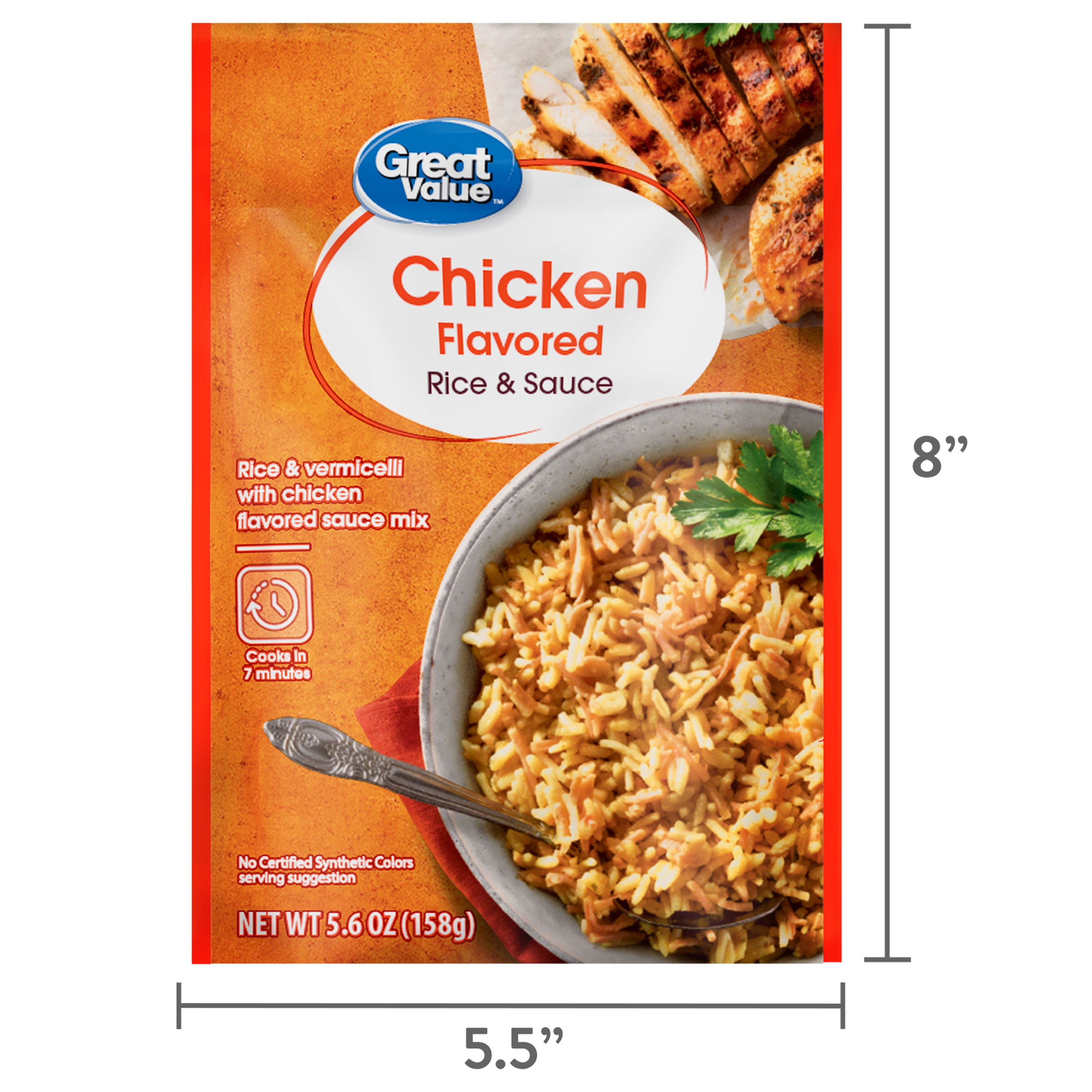 Great Value Chicken Flavored Rice and Sauce, Ready in 7 Minutes