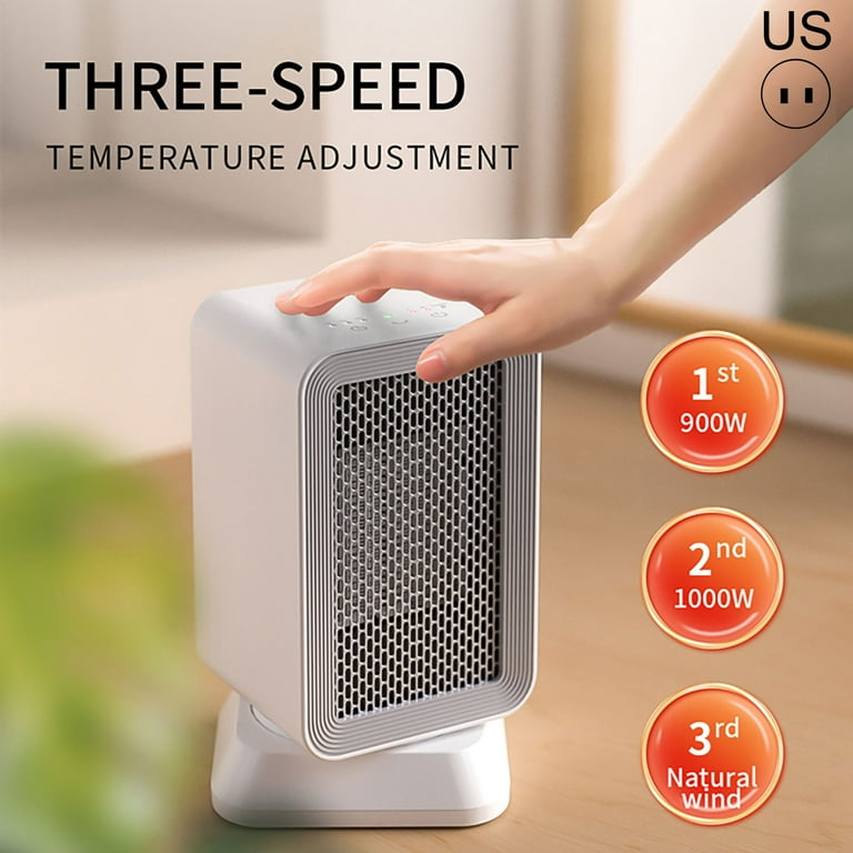 SSBSM Room Electric Heater Hot Air Blower Cold Wind Function Heat Resistance Mute Operation Headshake Design US Plug ABS Electric Heater