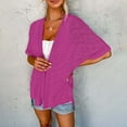 thumbnail image 6 of Hot Pink Plus Size Womens Tops Womens 2024 Summer Lightweight Cardigan Short Sleeve Open Front Casual Loose Cover Ups Tops Blouse, 6 of 9