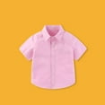 thumbnail image 2 of LIIPEE Boys Girls Back To School Tops Solid Color Short Sleeve Lapel Button Shirt With Pocket Girls Trendy Running Tshirts,Pink,8-9 Years, 2 of 9