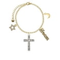 thumbnail image 2 of Delight Jewelry Silvertone Large Celtic Vine Cross Goldtone Dream Big Charm Bracelet, 7.5+2" Extender, 2 of 4