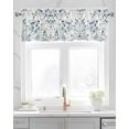 thumbnail image 2 of Blue Botanical Kitchen Valances for Windows Farmhouse Linen Window Valance Curtain for Living Room Window Treatment Country Spring Summer Floral Leaves Valance Rod Pocket Topper Drape, 54 x 18 Inch, 2 of 6