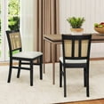 thumbnail image 2 of Costway Farmhouse Rattan Dining Chair Set of 2 Fabric Upholstered Kitchen Chairs, 2 of 10