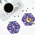 thumbnail image 4 of Pofeuu crystal Skull mushroom Print Coasters for Drinks, 4Pack PU Leather Coasters, Bar Drink Coasters for Tabletop Protection, Furniture from Damage-Hexagon, 4 of 6
