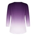 thumbnail image 4 of aidice 3/4 Length Sleeve Womens Tops Notched V Neck Button Fitting Comfy Casual Gradient Color Tee Shirts, 4 of 5