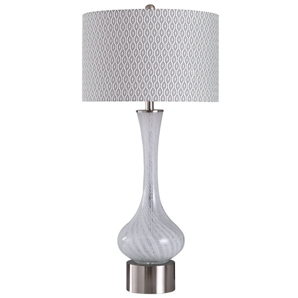 Albiona Silver Swirl Glass Table Lamp, Silver Swirl Table Lamp