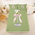 thumbnail image 5 of Manfei Cute Bowknot Goblet Bed Sheets,Pink Girly Bowtie Full Size Sheets,4pcs,1 Flat Sheet,1 Fitted Sheet and 2 Pillowcases, 5 of 6