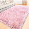 thumbnail image 2 of Ghouse Rectangular Pink Area Rug 6x9 feet, Thick and Fluffy Faux Sheepskin Machine Washable Rectangular Plush Carpet, Faux Sheepskin Rug for Living Room, Bedroom, Kids Room, 2 of 6