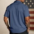 thumbnail image 3 of GrmtClth Men's Usa Flag Print Shirts Independence Day 250th Anniversary for 1776-2026 Tops Casual Button Down Tee Trendy Short Sleeves Collared Clothing Dark Blue 2XL, 3 of 3