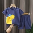 thumbnail image 2 of Hessimy Toddler Boy Athletic Shorts and Print T-Shirt Crew Neck Clothes Set, Summer Outfit,Performance Fabric(Dark Blue,3-6 Months), 2 of 4