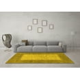 thumbnail image 3 of Ahgly Company Machine Washable Indoor Round Abstract Yellow Modern Area Rugs, 5' Round, 3 of 4