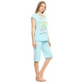 thumbnail image 3 of Lati Fashion Women Capri and Short Sleeve Top 2-Piece Female Pajamas Set Blue XXL, 3 of 4