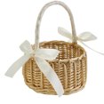 thumbnail image 2 of Wicker Basket with Handle and Bow, Small Woven Flower Basket for Wedding, Basket for Party, Home Decoration (White, 15cmx24cm), 2 of 7