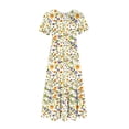 thumbnail image 5 of gljltg Women's Casual Flower Print Tiered Maxi Dress with Pockets, Polyester Spandex Lightweight Breathable Summer Winter, Beach Travel Work Party Outfit, Easy Care Washable, 5 of 6