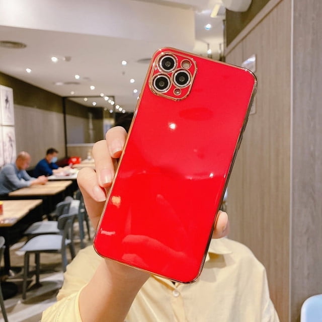 Luxury Gold Plated Electroplated Case for IPhone 11 12Pro Max 8 Plus XR XS Silicone Lens Protection 13 Pro Max 14 Cover