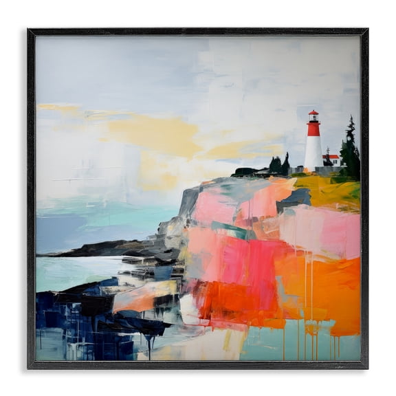Stupell Industries Contemporary Modern Hued Lighthouse Black Framed Giclee Art, 17 x 17, by Irena Orlov