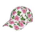 thumbnail image 2 of Baseball Cap, Green Pink Rose Flowers Trucker Hats Women Dad Hat For Workouts - Baseball Hat Adjustable Size, 2 of 2