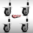thumbnail image 2 of 4 Inch SS Black Poly Swivel 1-3/8 Inch Expanding Stem Caster Set Total Lck Brake, 2 of 2