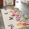 thumbnail image 4 of Area Rug 48×72in, Spring Tulips Butterfly Floor Carpet Living Room Rug, Rustic Pastoral Plant Retro Linen Non-Slip Welcome Mat Indoor Rugs for Bedroom Dining Room, 4 of 9