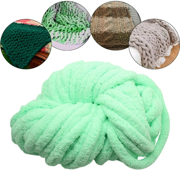 yuksok Chunky Chenille Yarn Gauge 7 Giant Acrylic Fibers for Crochet DIY Crafts Bed Light Green
