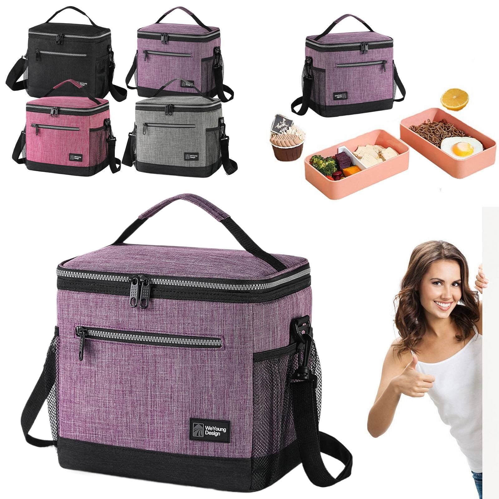 XSCPXTT Insulated Lunch Box Men Women, Lunch Bag for Work School, Leakproof Soft Cooler Tote Adult, Large Lunch Pail , Picnic Beach Food Bag with Shoulder Strap Black